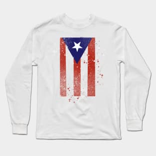 Spray Paint Puerto Rican Flag Long Sleeve T-Shirt